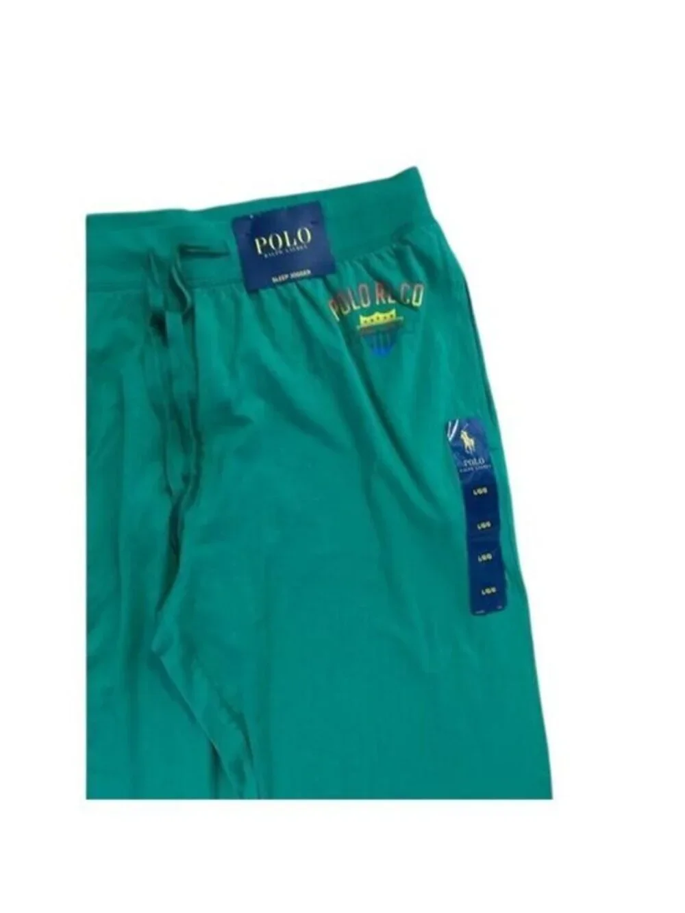 Polo Ralph Lauren Mens Green Sleep Jogger Pants Loungewear Logo Design Size Larg
